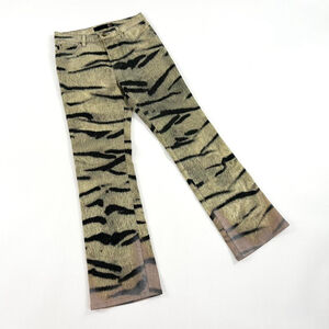 y2k Cavalli tiger stripe print jeans with metallic pink